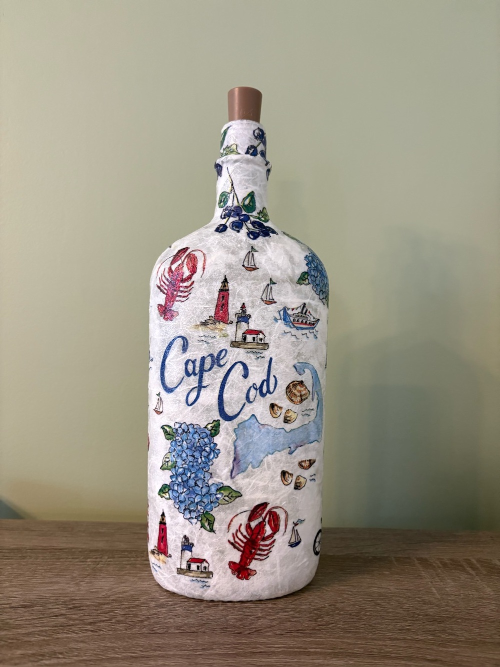 Cape Cod, Decorated Bottles, Home Decor, Lighted Bottles, Gifts